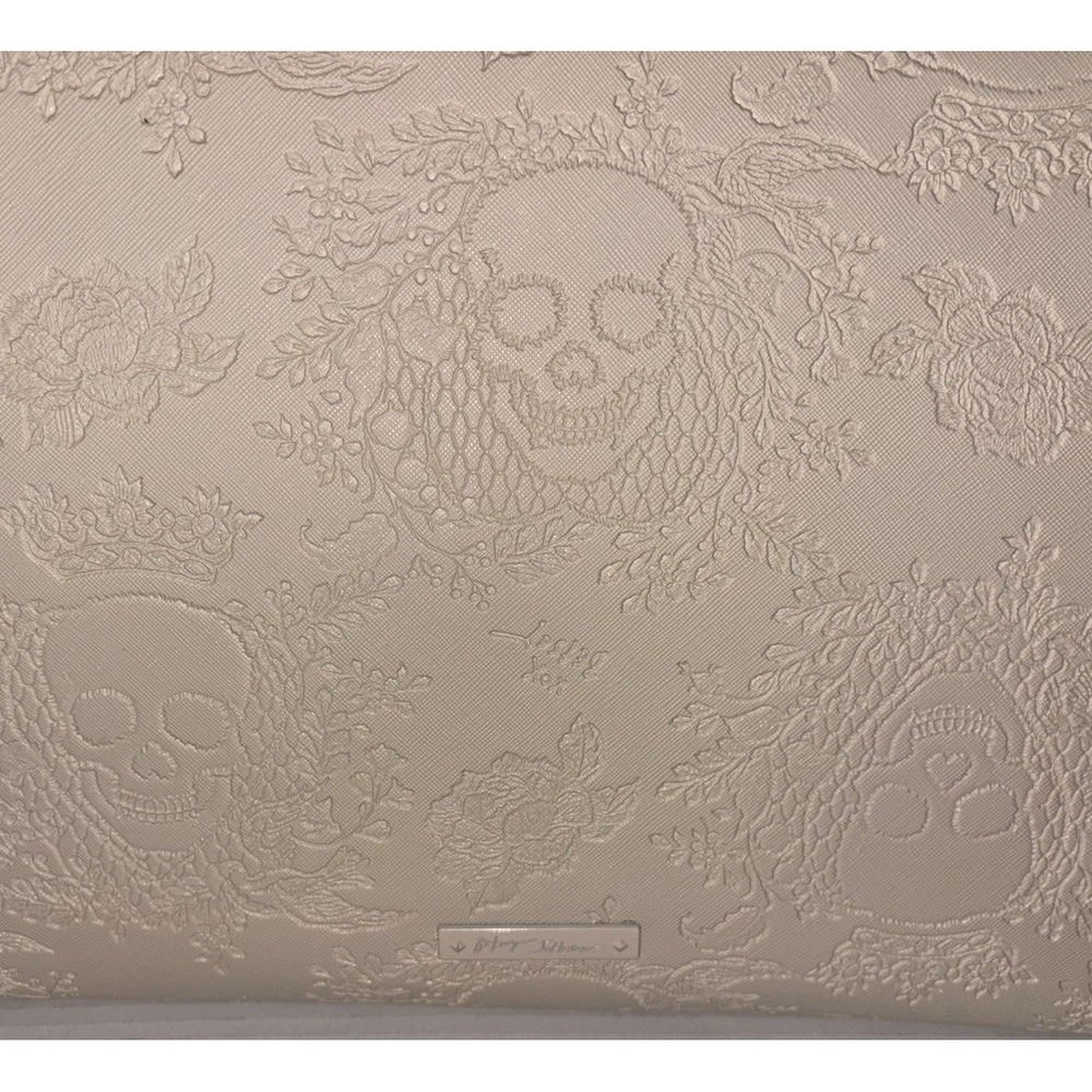 Betsey Johnson Xokiara2 Embossed Tote Bag White Skulls Halloween Satchel Purse - Picture 10 of 16